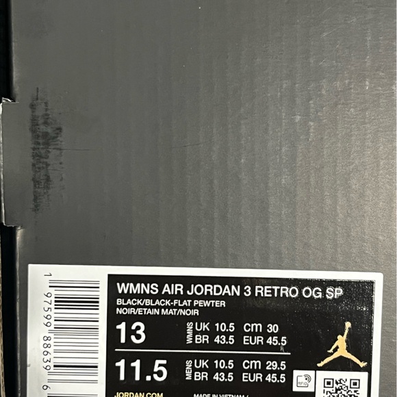 Air Jordan 3 Retro OG S New in Box never worn or tried on. - Picture 5 of 12